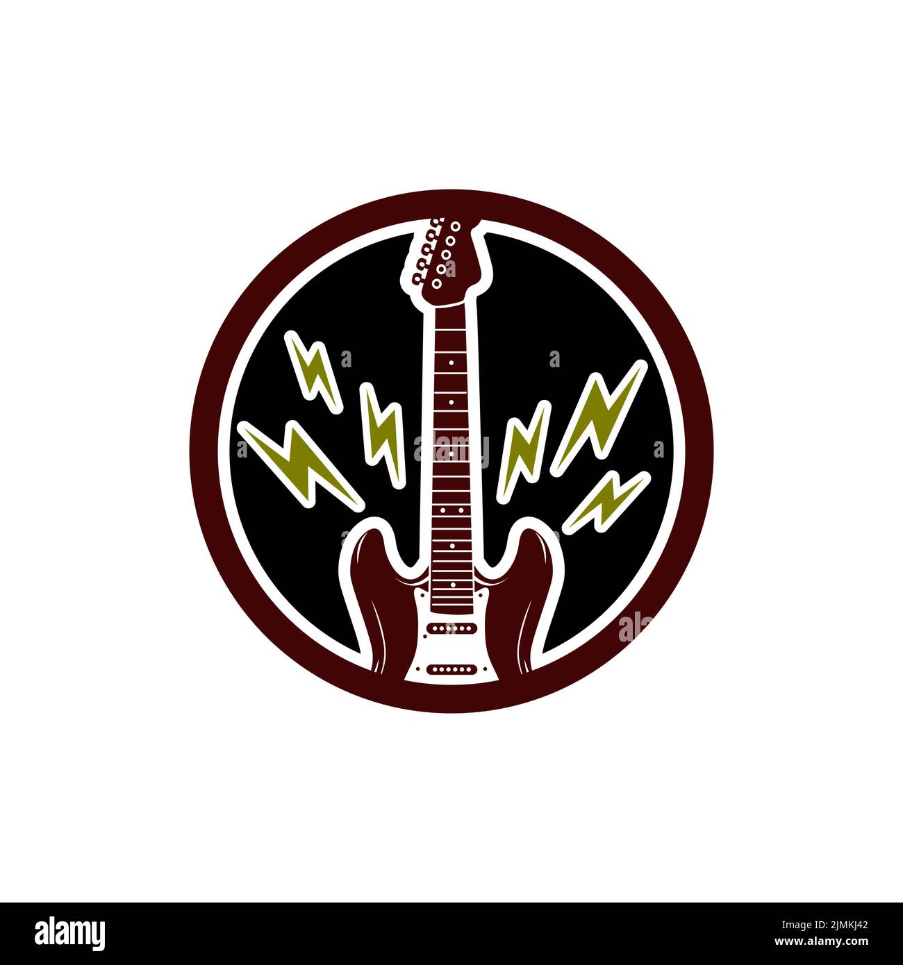 E-Gitarre Mit Electric Icon Für Rockstar Band Konzertgitarrist Logo Vector Design Stock Vektor