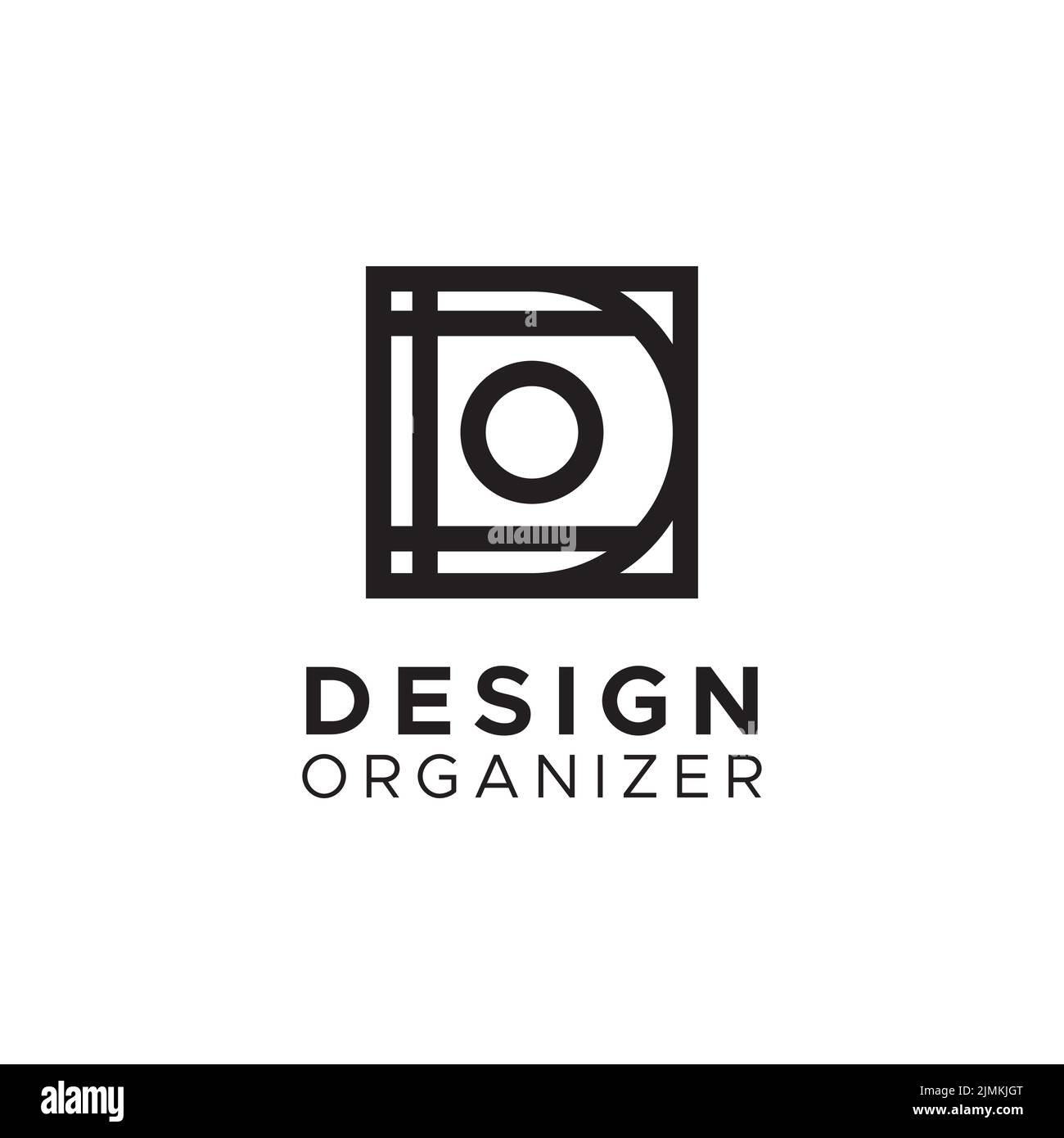 Anfängliches D O-Logo mit Kreis und Quadrat Stock Vektor