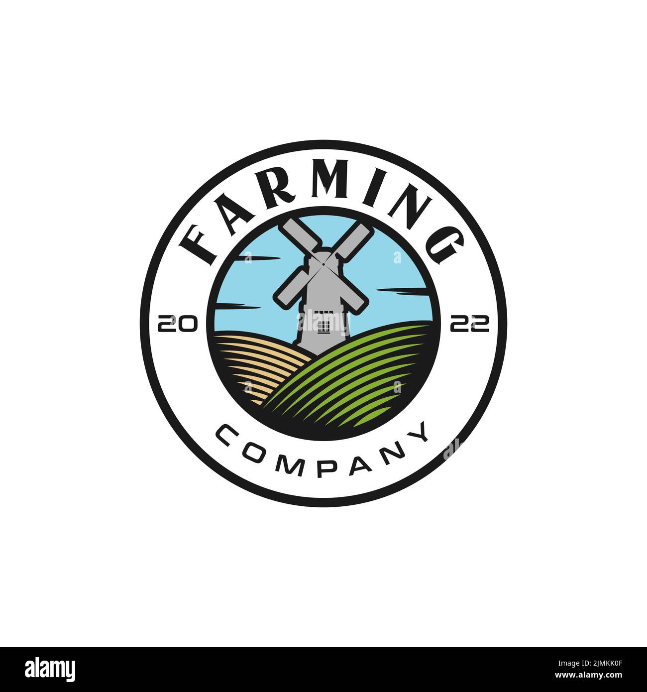 Windmill Barn Farm Agriculture Nature Label Logo Design inspiration Stock Vektor