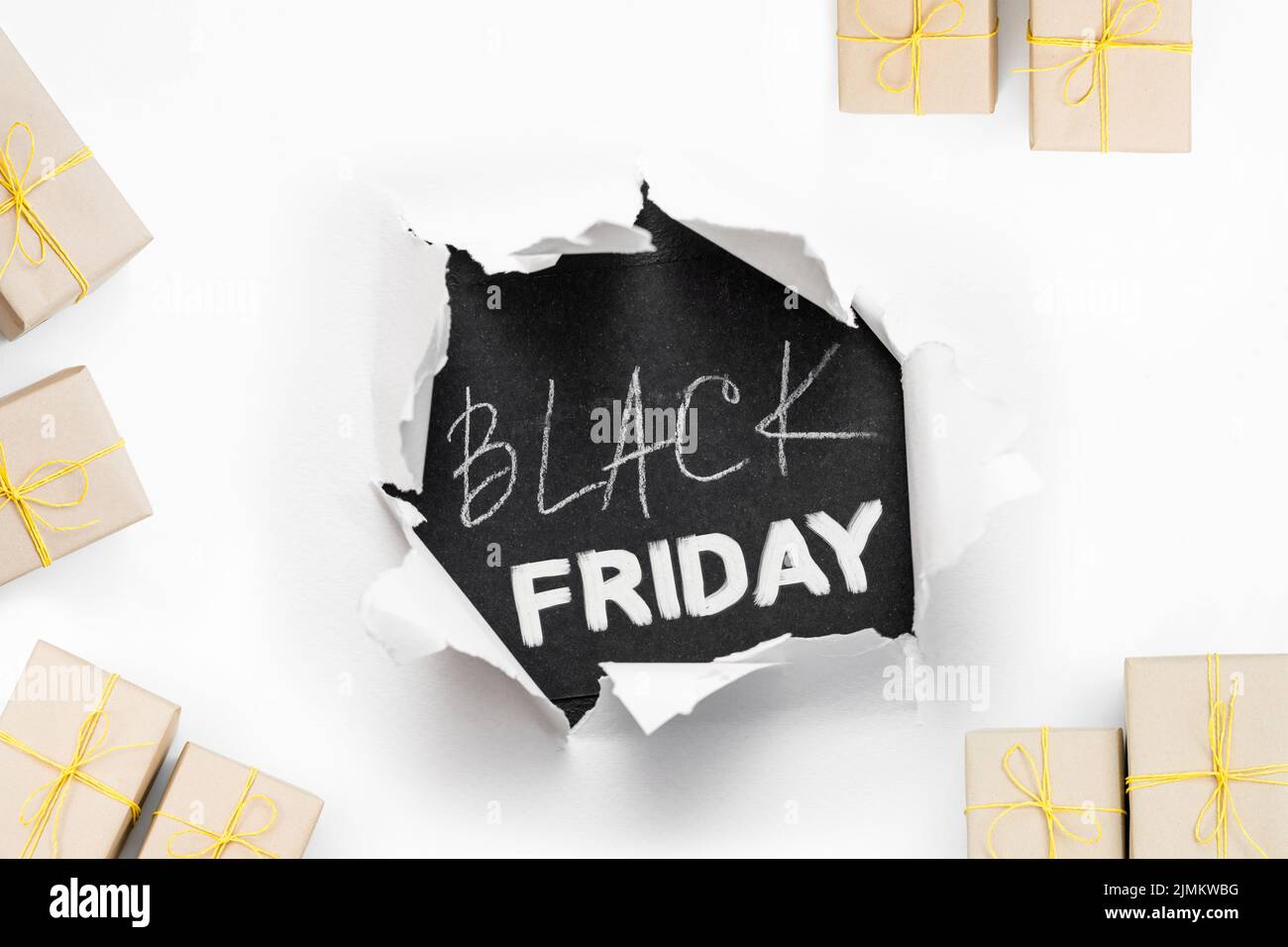 Black friday Shopping Verkauf Rabatt Geschenkboxen Stockfoto