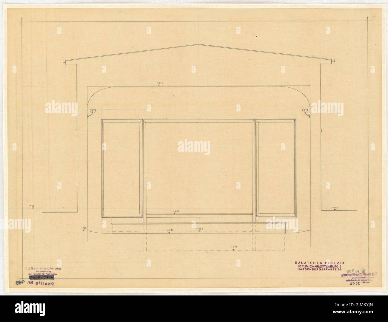 Poelzig Hans (1869-1936), Babylon Lichtpielhaus am Bülowplatz (Scheunenviertel), Berlin (20. Oktober 1928): Block 14, Querschnittsbetrachter 1:50. Bleistift auf Transparent, 43,9 x 57,6 cm (einschließlich Scankanten) Stockfoto