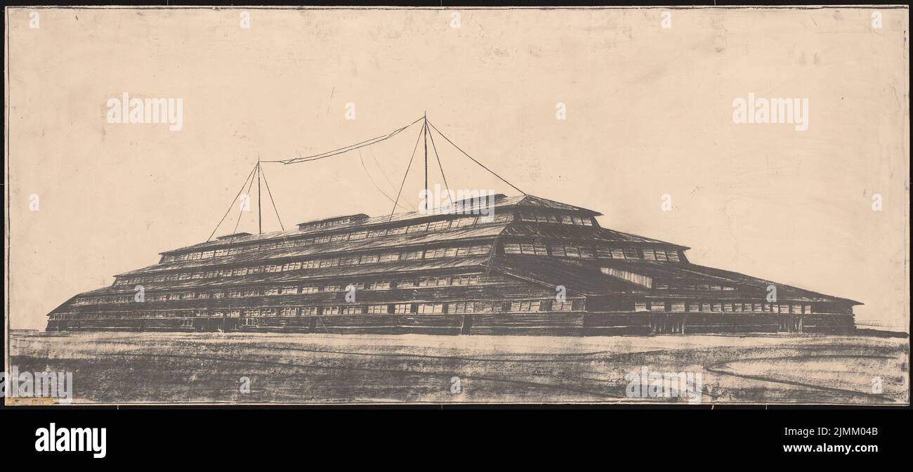 Poelzig Hans (1869-1936), Rundfunkhalle, Berlin (1924-1925): Perspective View (by Inv.No L 3169, S. Leichter Bruch auf Karton, 63,2 x 141 cm (inklusive Scankanten) Stockfoto