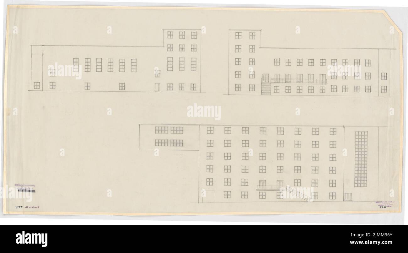 Poelzig Hans (1869-1936), Haus des Rundfunks, Berlin (1928-1930): Ausführungsprojekt, Hoffassaden 1: 100. Bleistift auf Transparent, 60,3 x 109,4 cm (einschließlich Scankanten) Stockfoto