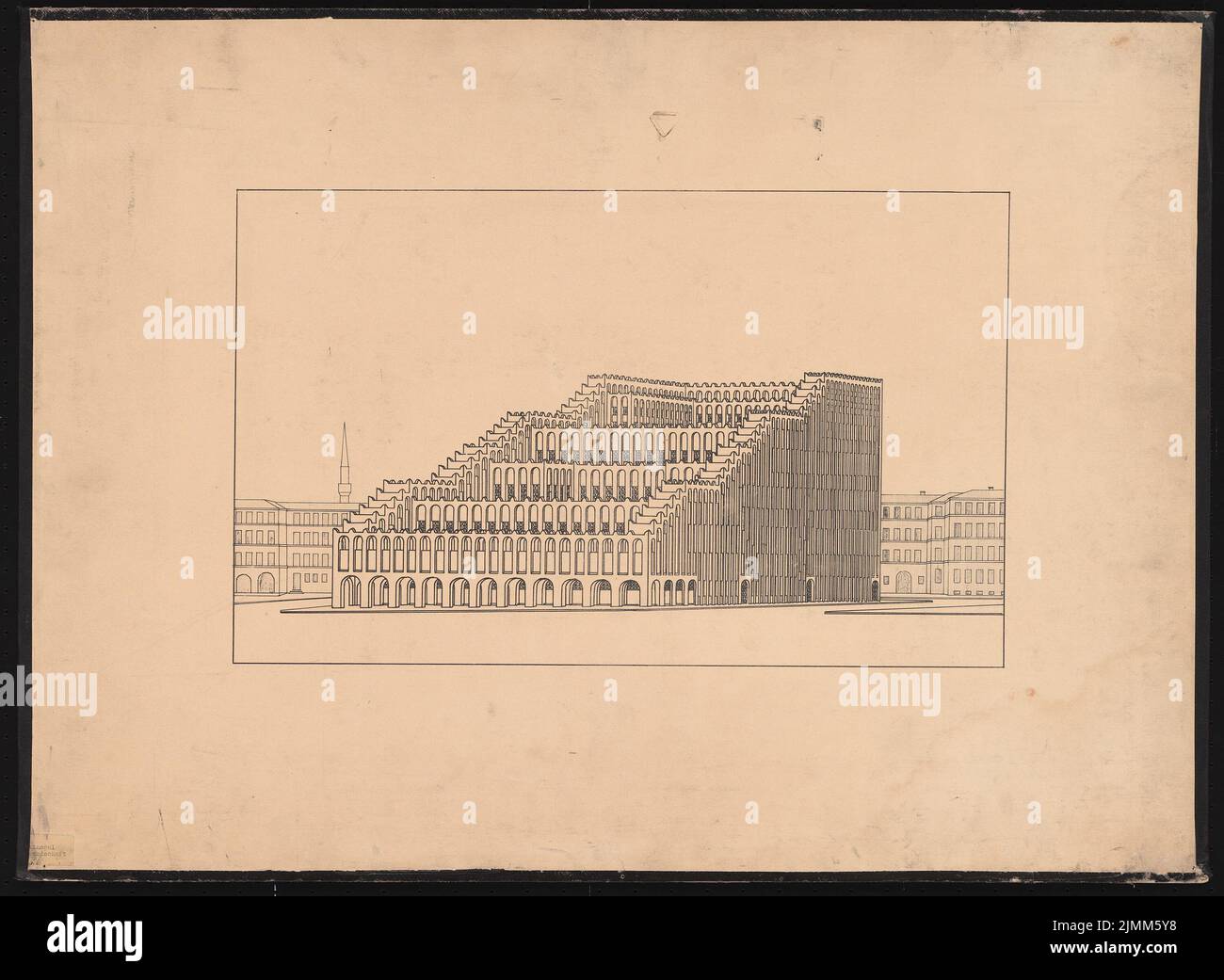 Poelzig Hans (1869-1936), Haus der Freundschaft, Istanbul (1916): Perspective view. Leichter Bruch auf Papier, 60,3 x 82,4 cm (einschließlich Scankanten) Stockfoto