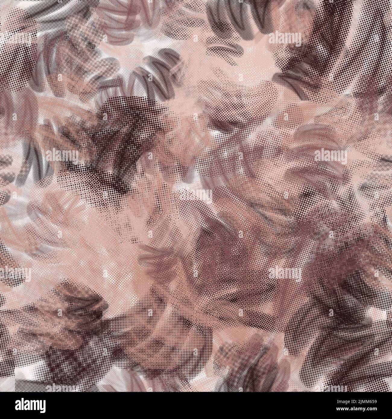 Abstrakte braune Zick-Zack-Pinselstriche mit gepunkteter Textur. Nahtloses Muster Stockfoto