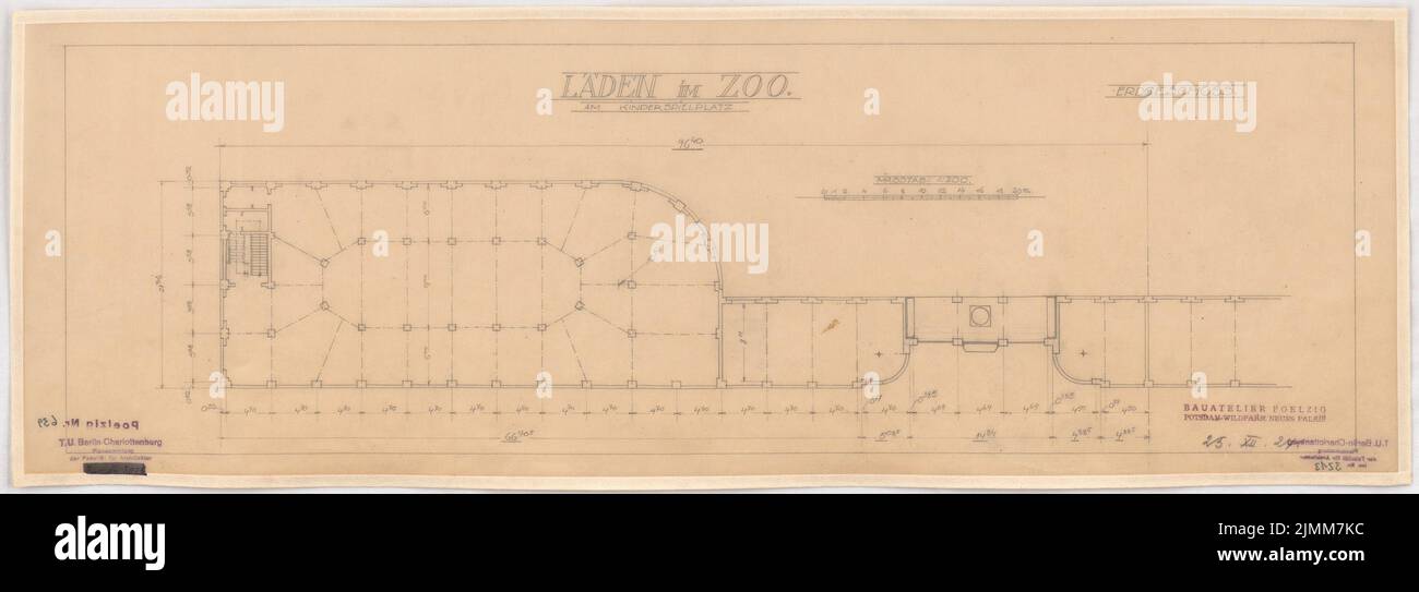 Poelzig Hans (1869-1936), Geschäfte im Zoo, Berlin. Umwandlung (25. Dezember 1924): Grundriss EG 1: 200. Bleistift auf Transparent, 25,7 x 73,6 cm (einschließlich Scankanten) Stockfoto