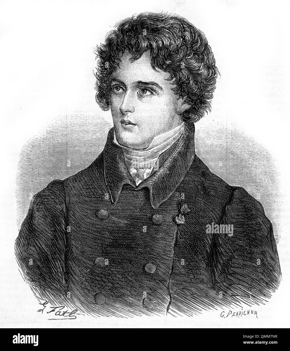 Portrait von Venceslas Victor Jacquemont (1801 – 1832) französischer Botaniker und Geologe, bekannt für seine Reisen in Indien. Stockfoto