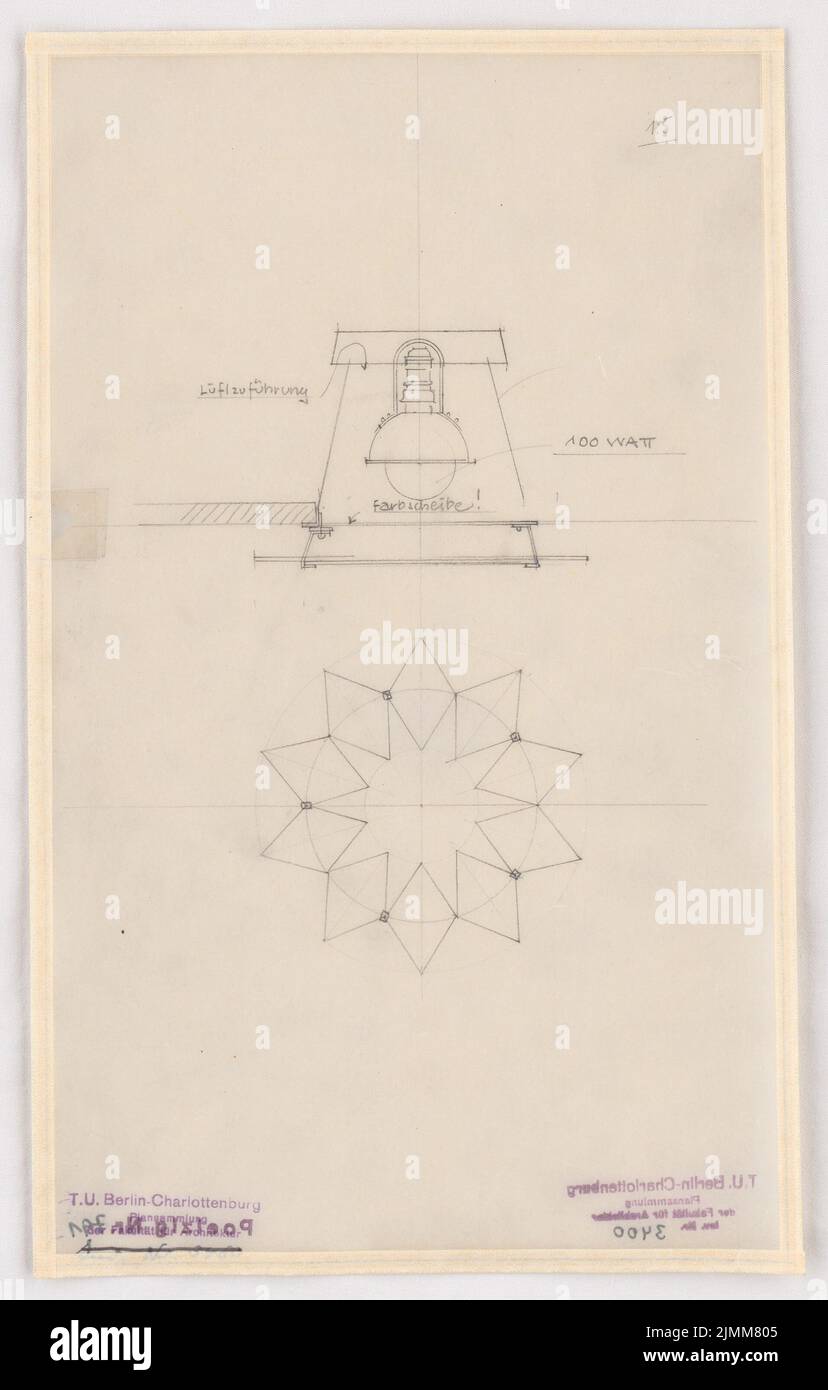 Poelzig Hans (1869-1936), Deli-Lichtspiele in Breslau (1926): Zuschauerbeleuchtung Körper 1: 5. Bleistift auf Transparent, 35,9 x 22,9 cm (einschließlich Scankanten) Stockfoto