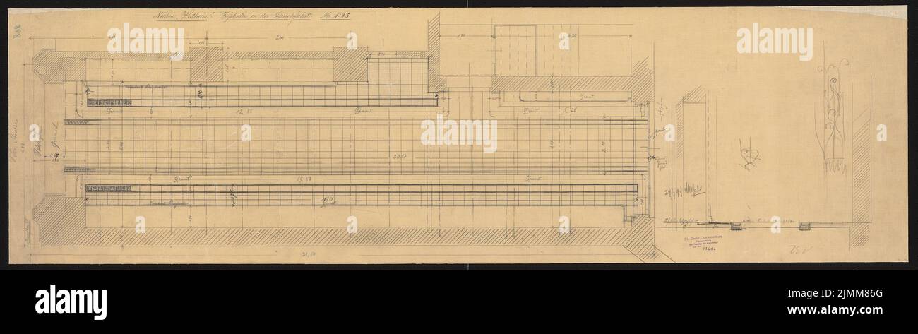 Messel Alfred (1853-1909), Wertheim, Leipziger Straße, Berlin. 1. Bauphase (1896): Boden im Durchgang, 1:25. Bleistift auf Transparent, 37,3 x 126,4 cm (einschließlich Scankanten) Stockfoto