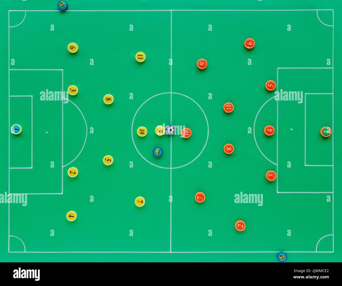 Fußball-Hintergrund mit Taktiken Konzept Stockfoto