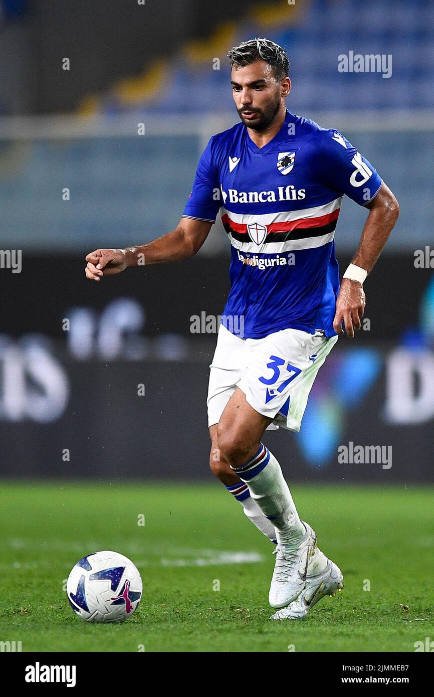 Genua, Italien. 05. August 2022. Mehdi Leris von der UC Sampdoria in Aktion während des Fußballspiels von Coppa Italia zwischen der UC Sampdoria und Reggina 1914. Kredit: Nicolò Campo/Alamy Live Nachrichten Stockfoto
