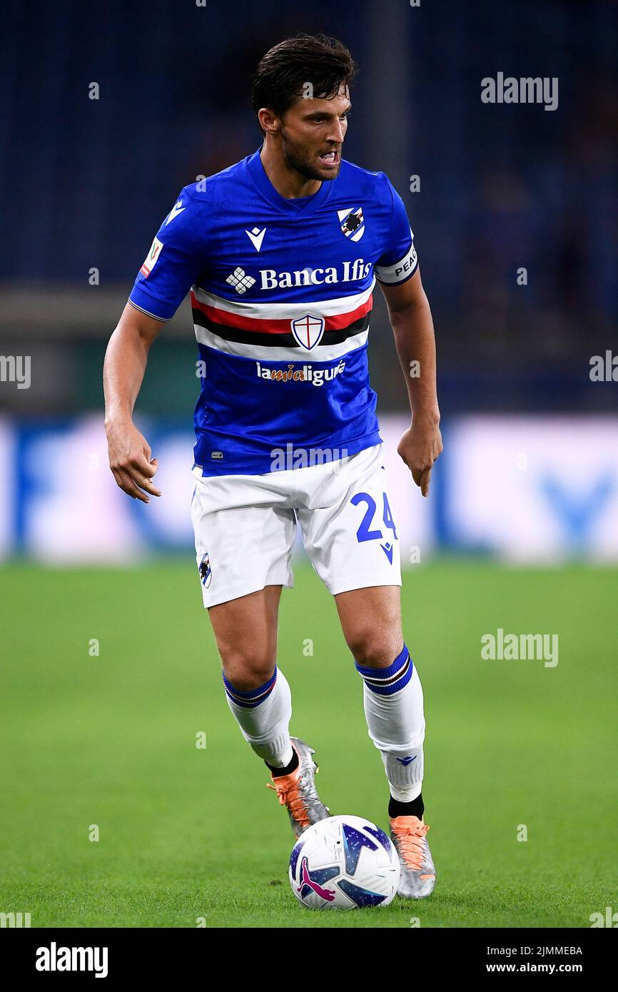 Genua, Italien. 05. August 2022. Bartosz Bereszynski von UC Sampdoria in Aktion während des Fußballspiels Coppa Italia zwischen UC Sampdoria und Reggina 1914. Kredit: Nicolò Campo/Alamy Live Nachrichten Stockfoto