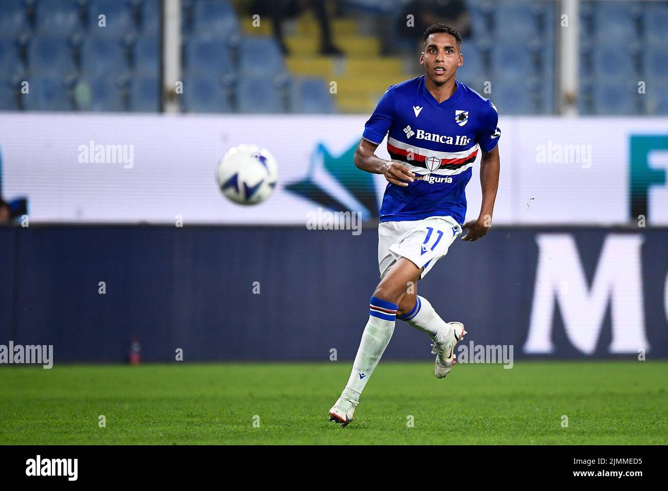 Genua, Italien. 05. August 2022. Abdelhamid sabiri von UC Sampdoria in Aktion während des Fußballspiels von Coppa Italia zwischen UC Sampdoria und Reggina 1914. Kredit: Nicolò Campo/Alamy Live Nachrichten Stockfoto