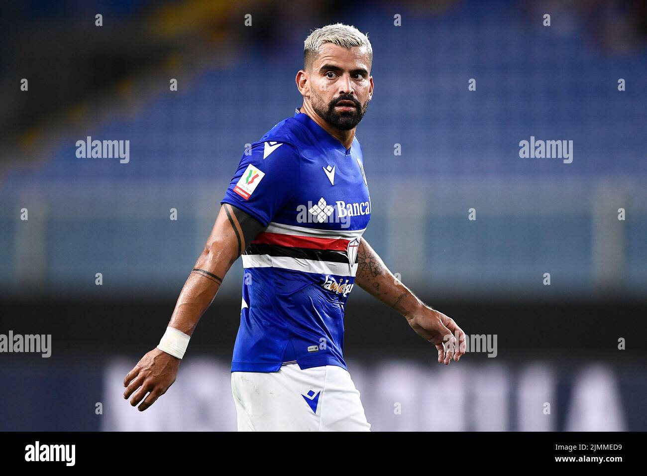 Genua, Italien. 05. August 2022. Tomas Rincon von UC Sampdoria schaut während des Coppa Italia Fußballspiels zwischen UC Sampdoria und Reggina 1914 auf. Kredit: Nicolò Campo/Alamy Live Nachrichten Stockfoto