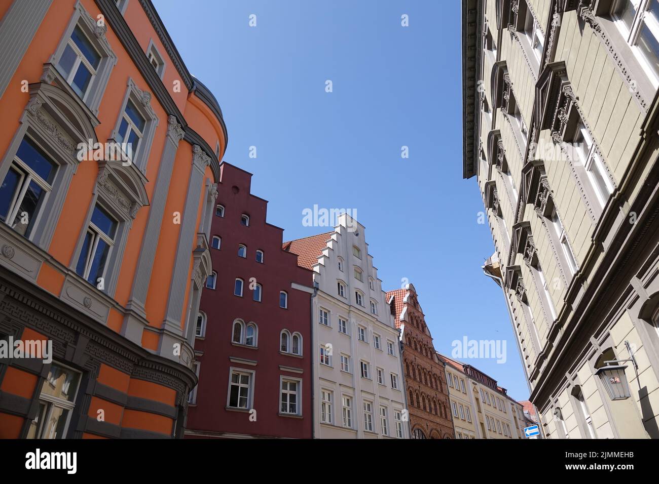 Häuser in der Altstadt von Stralsund Stockfoto