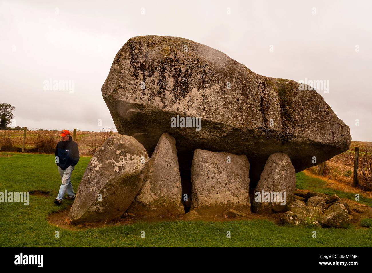 Brownshill Dolmen soll den schwersten Schlussstein in Europa haben, County Carlow, Irland. Stockfoto