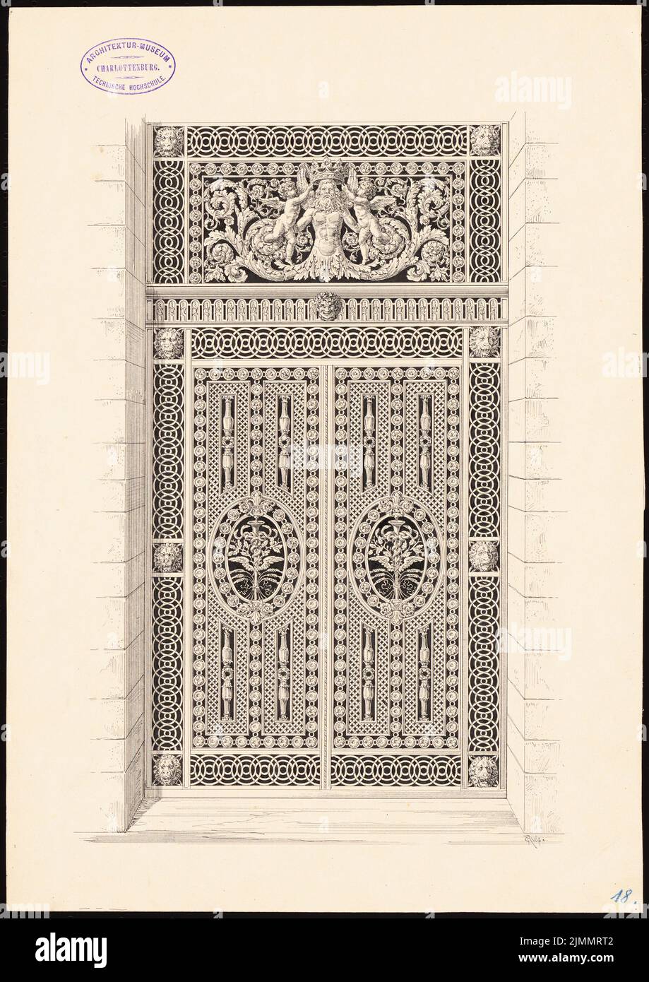Rieß Carl (1831-1884), Fenstergrill (ohne Datum): Blick. Tinte auf Karton, 43,5 x 30,8 cm (einschließlich Scankanten) Stockfoto