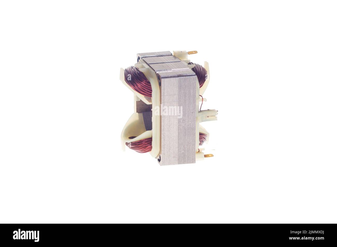 Stator des Elektromotors, auf weißem Hintergrund. Stockfoto