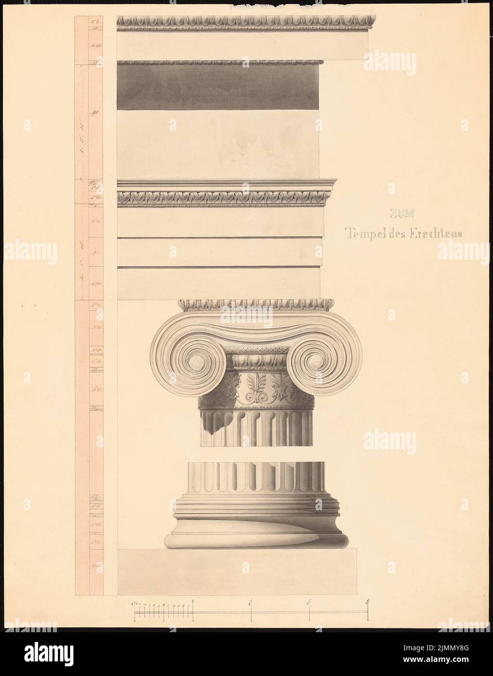 Lange Emil (1841-1926), Erechtheion in Athen (1858-1858): Beah, Ionische Säule. Tinte, farbig, Aquarell auf Karton, 49,1 x 38,3 cm (inklusive Scankanten) Stockfoto