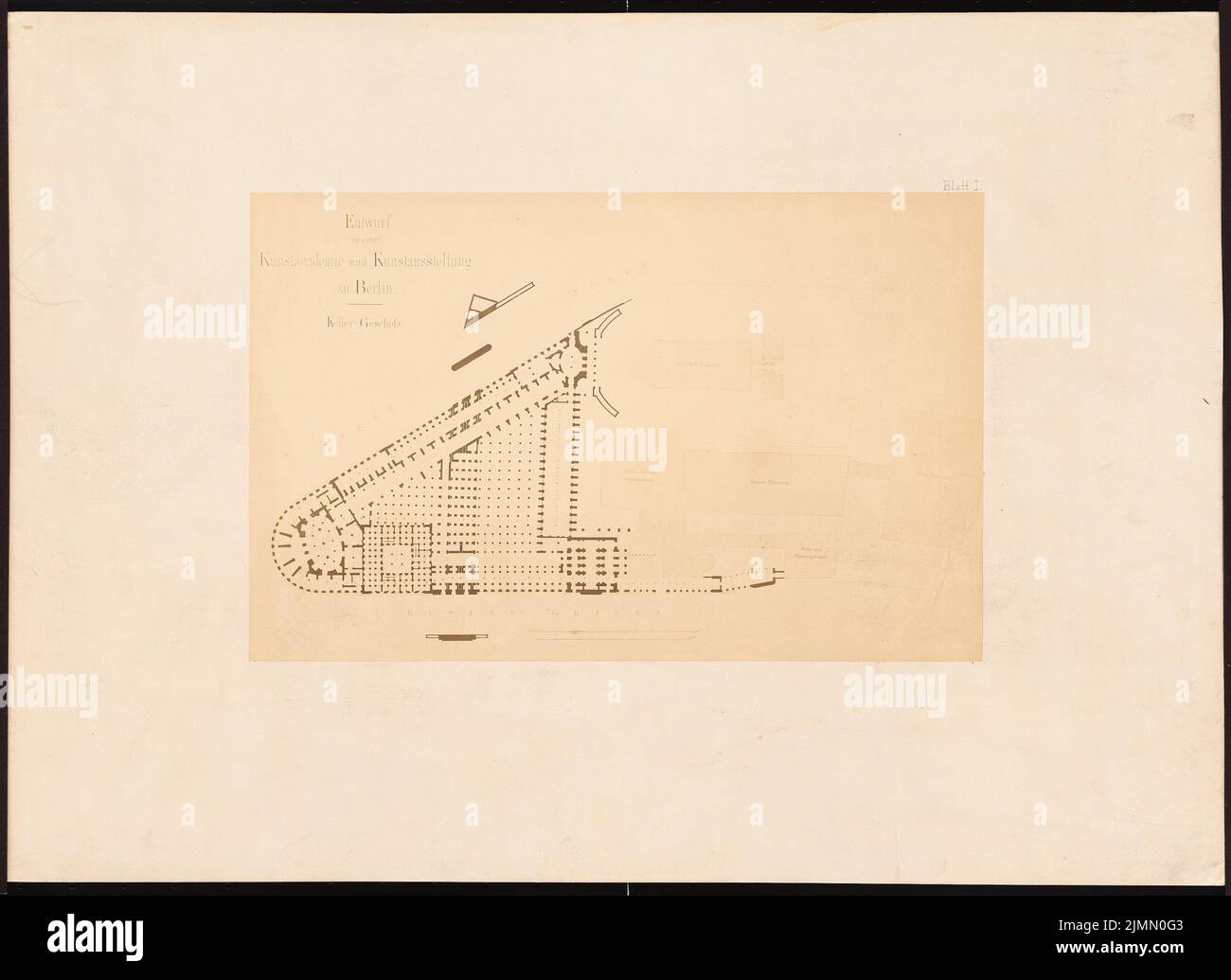 Orth August (1828-1901), Kunstsammlung auf der Museumsinsel, Berlin. Projekt II (1875): Grundriss UG. Foto auf Papier, 41,7 x 57,4 cm (einschließlich Scankanten) Stockfoto