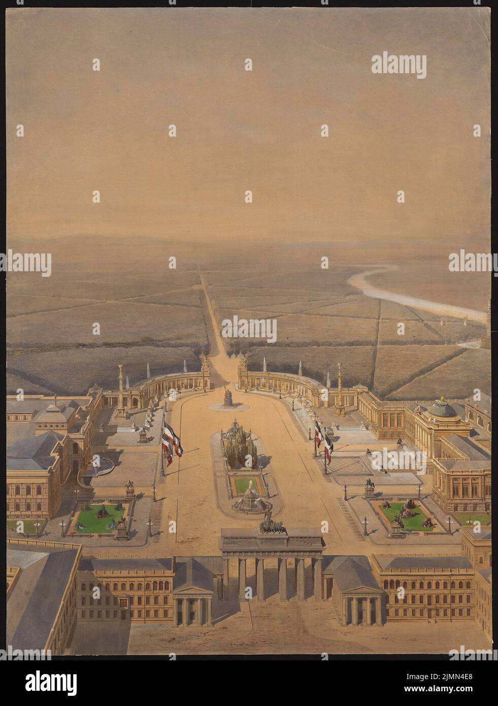 Kuhn Friedrich Oswald (1846-1922), Reichstag, Berlin. Standortvorschlag: Perspektivische Ansicht (Vogelschau). Tusche Aquarell auf der Schachtel, 133,1 x 100,6 cm (inklusive Scankante). Stockfoto