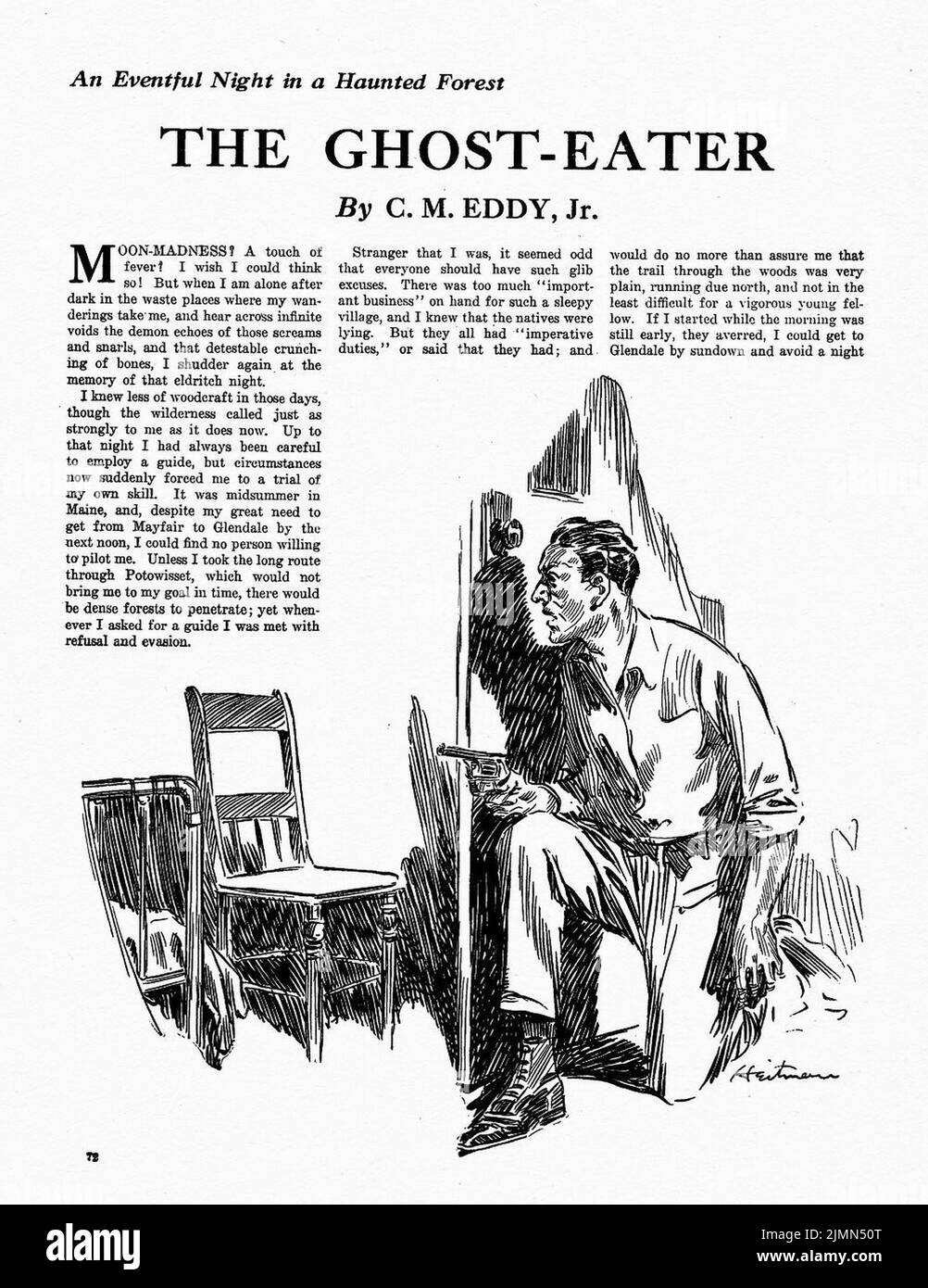 The Ghost-Eater, von C. M. Eddy, Jr. und H. P. Lovecraft (nicht in den Urheber aufgenommen). Illustration von William Fred Heitman aus Weird Tales, April 1924 Stockfoto