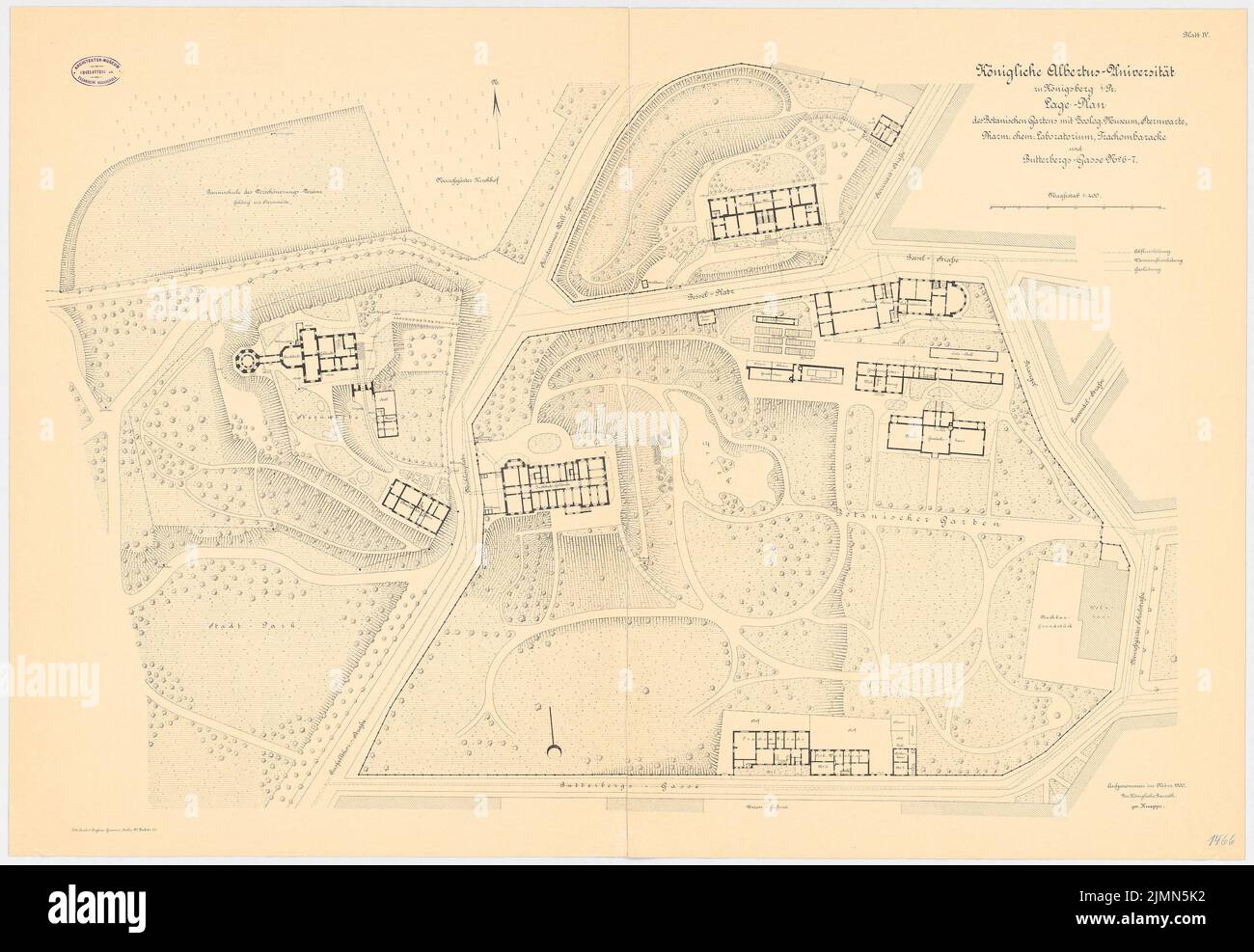 Unbekannter Architekt, Botanisches Institut der Albertus-Universität Königsberg (03,1900): Abteilung 1: 400. Lithographie, 76,3 x 110,6 cm (einschließlich Scankanten) Stockfoto