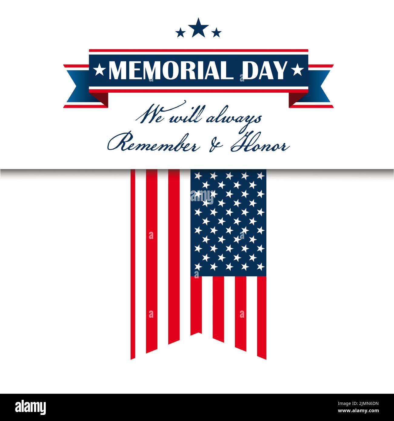 Weißer Hintergrund Memorial Day immer erinnern Flagge USA Stockfoto
