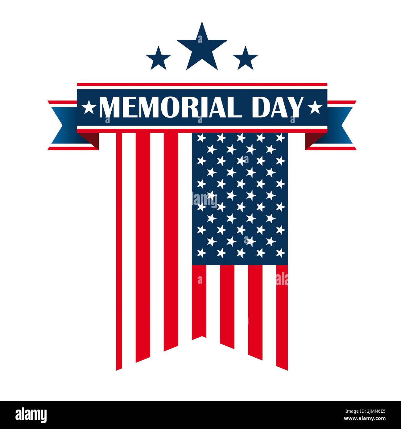 Weißer Hintergrund Memorial Day Flagge USA Stockfoto