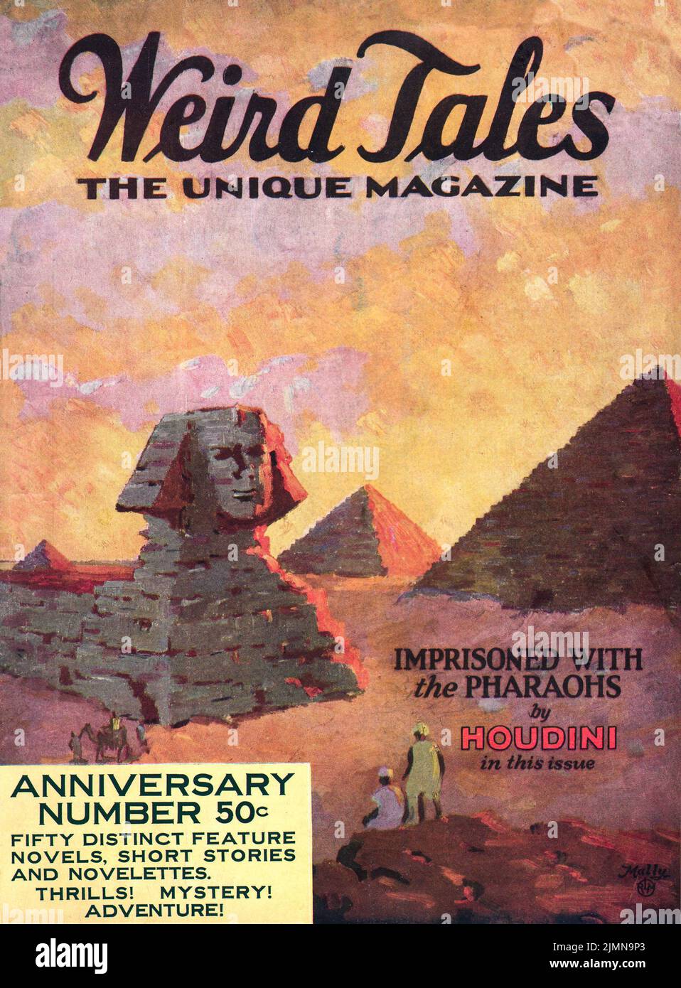 Cover von Weird Tales, Mai-Juni-Juli 1924, Band 4, Nummer 2. Gefangen mit den Pharaonen, von H. P. Lovecraft (schreibt als Harry Houdini). Cover-Art von R. M. Mally Stockfoto