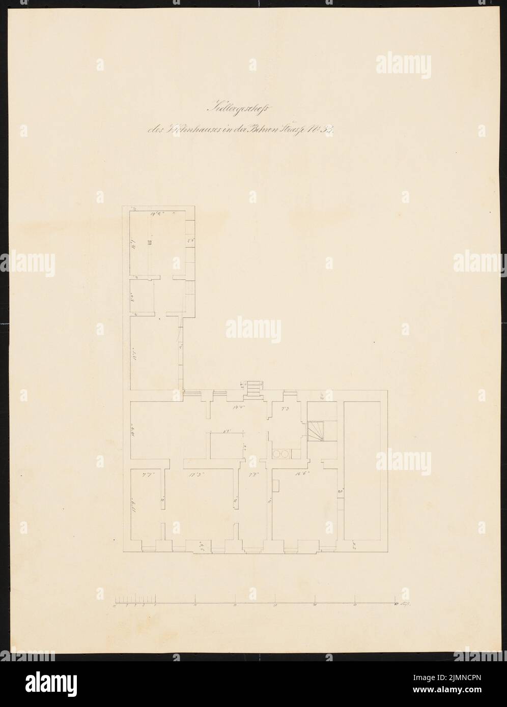 Knoblauch Eduard (1801-1865), Mietshaus Behrenstraße 33 in Berlin (ca. 1848): Grundriss. Tinte, 42,9 x 32,9 cm (einschließlich Scankanten) Stockfoto