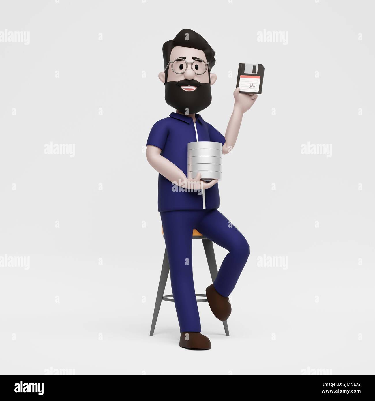 3D man Save Database Technology Online Storage Stockfoto