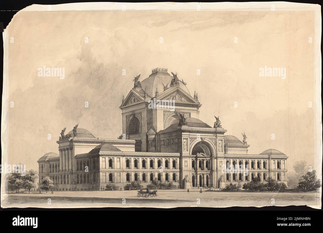 Lissel Paul (1851-1887), Reichstag, Berlin (1882): Perspective view. Tusche-Aquarell auf der Schachtel, 54,4 x 83,3 cm (einschließlich Scankanten) Stockfoto