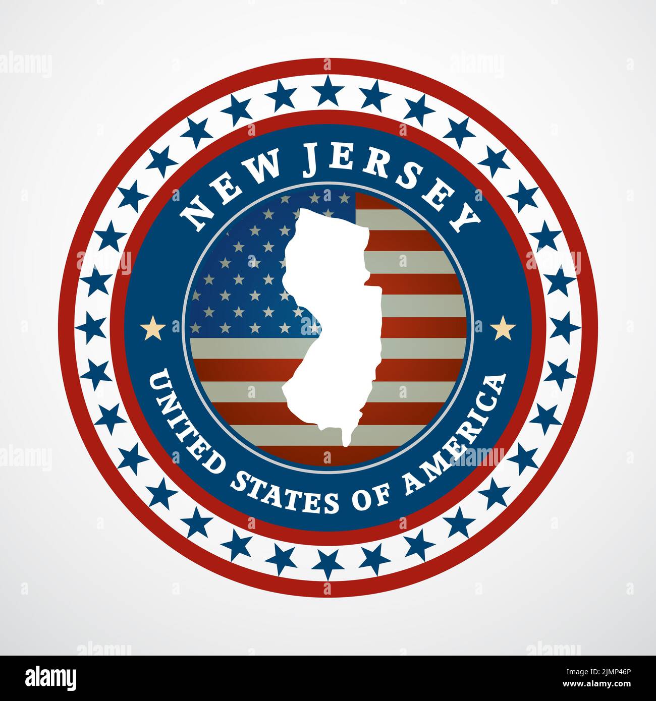 Etikett mit Karte von New Jersey Stockfoto