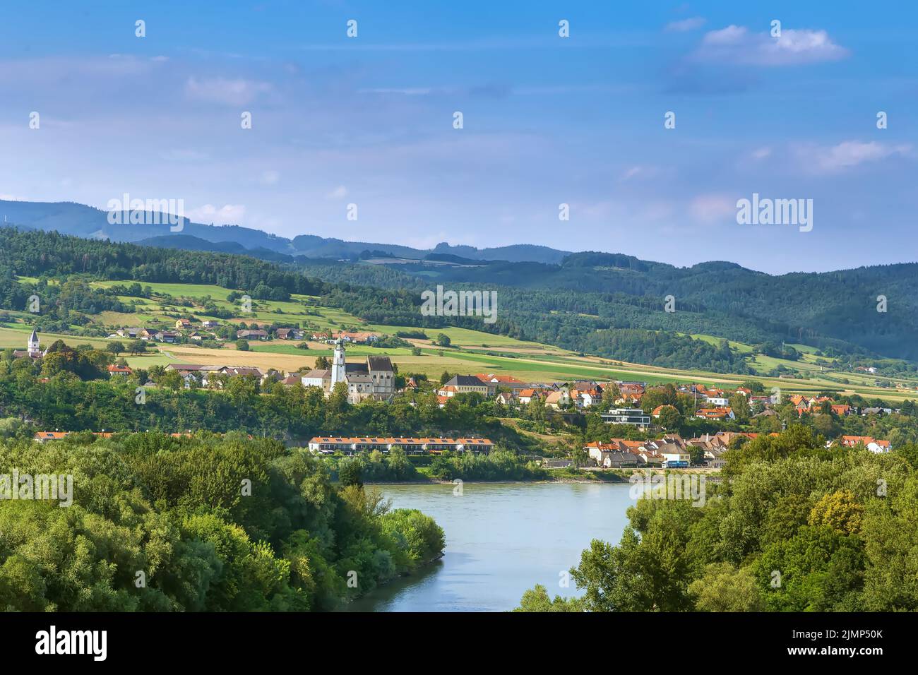 Blick auf die Donau, Österreich Stockfoto