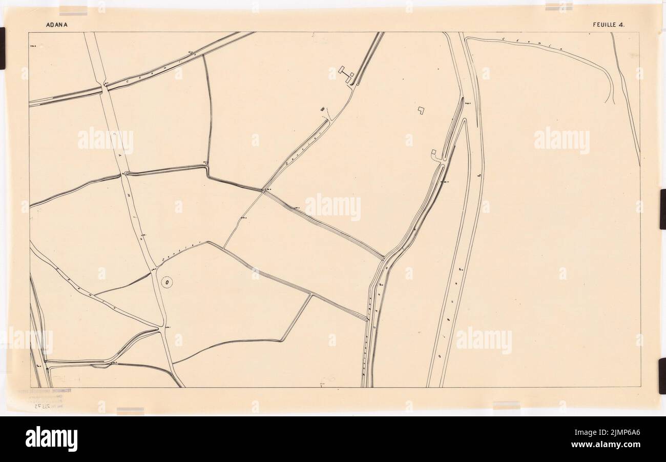 Jansen Hermann (1869-1945), Stadtplanung in Adana (08,1918): Planungsdokument Stadtplan in 12 Teilen, hier Blatt 4, 1: 2000, Maßstabsbalken. Lichtbruch auf Film, 37,4 x 59,8 cm (inklusive Scankanten) Jansen Hermann (1869-1945): Stadtplanung, Adana Stockfoto