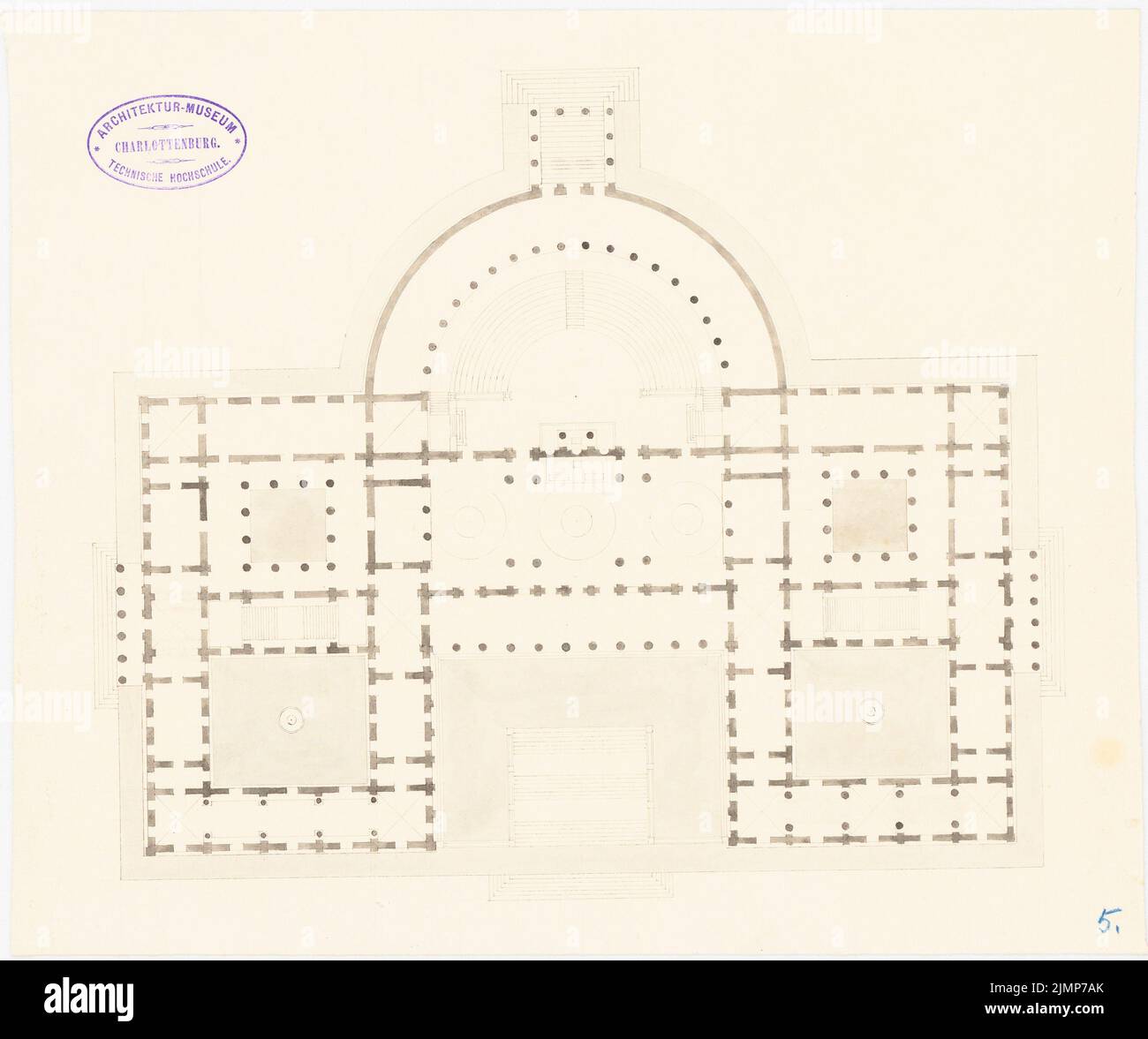 Grandjean de Montigny Auguste (1776-1850), parlament. (?) (Ohne Dat.): Grundriß. Tusche Aquarell auf der Schachtel, 27,2 x 32,5 cm (inklusive Scankanten) Grandjean de Montigny Auguste (1776-1850): Parlamentsgebäude, Kassel (?) Stockfoto