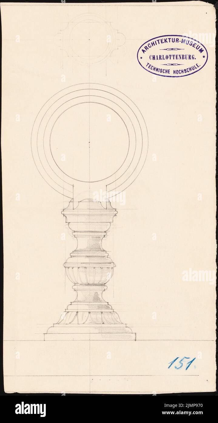 Giesenberg Edgar (1851-1892), Königliche Oper in Berlin. (?) (Ohne DAT.): Detail, Ansicht eines Kerzenständers. Bleistift auf Karton, 25,1 x 13,9 cm (inklusive Scan-Kanten) Giesenberg Edgar (1851-1892): Königliche Oper, Berlin (?) Stockfoto