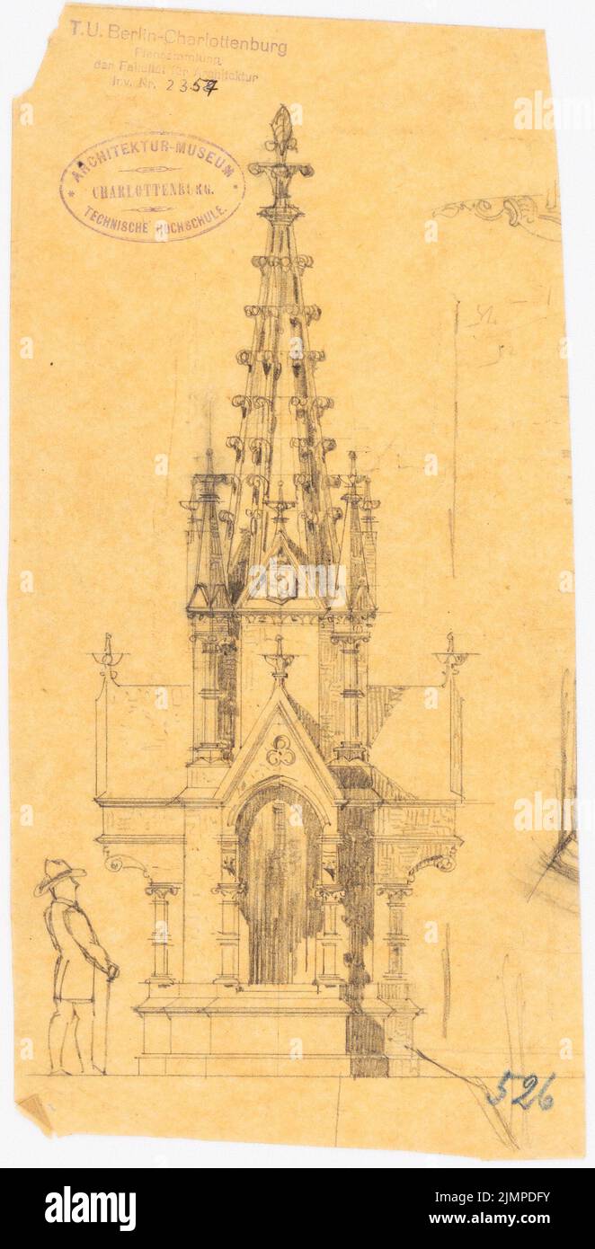 Hoffmann Emil (1845-1901), Wetterhäuser (ohne Datum): Aussicht. Bleistift auf Transparent, 28,3 x 14,4 cm (inklusive Scan-Kanten) Hoffmann Emil (1845-1901): Wetterhäuschen Stockfoto