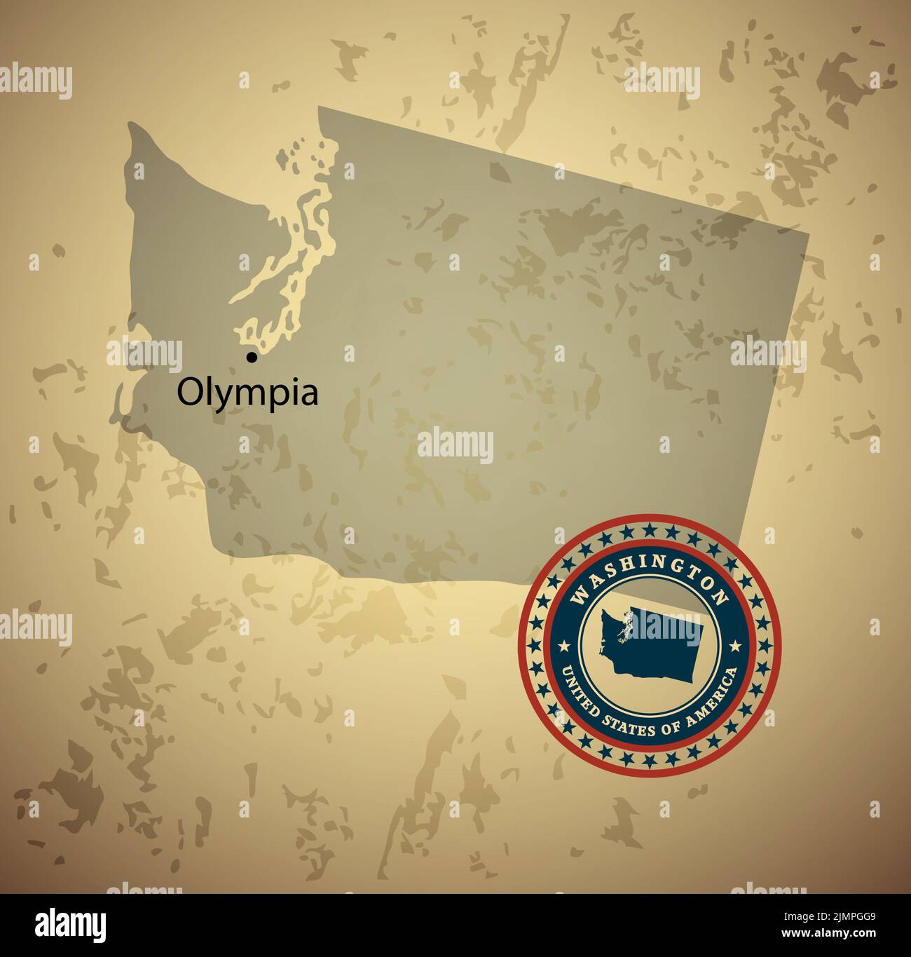 Washington Karte mit Stempel vintage Vektor Hintergrund Stockfoto
