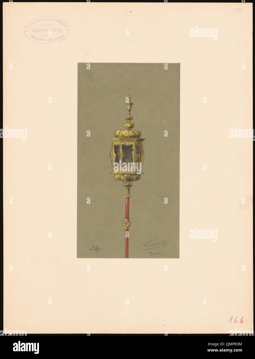 Hoffmann Emil (1845-1901), Degli Frari in Venedig (1894): Heilige Lampe. Bleistift Aquarell auf Papier, 32,6 x 24,8 cm (inklusive Scankanten) Hoffmann Emil (1845-1901): Degli Frari, Venedig Stockfoto