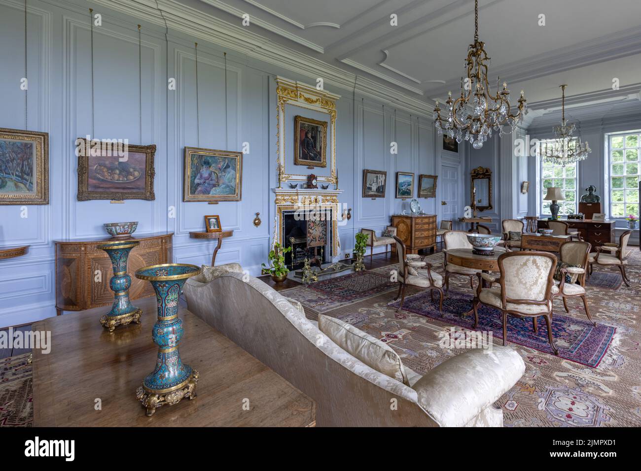 White Drawing Room, Burton Agnes Hall, ein herrliches elisabethanischen Herrenhaus aus dem 17.. Jahrhundert im East Riding of Yorkshire, England, Großbritannien Stockfoto