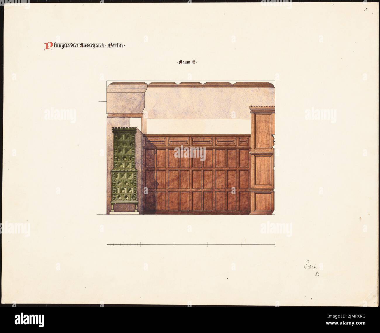 Schäfer Carl (1844-1908), Pfungstädter Bank, Berlin (1886): Wall views. Tusche Aquarell auf der Schachtel, 41,2 x 50,9 cm (inklusive Scan-Kanten) Schäfer Carl (1844-1908): Pfungstädter Aussschank, Berlin Stockfoto