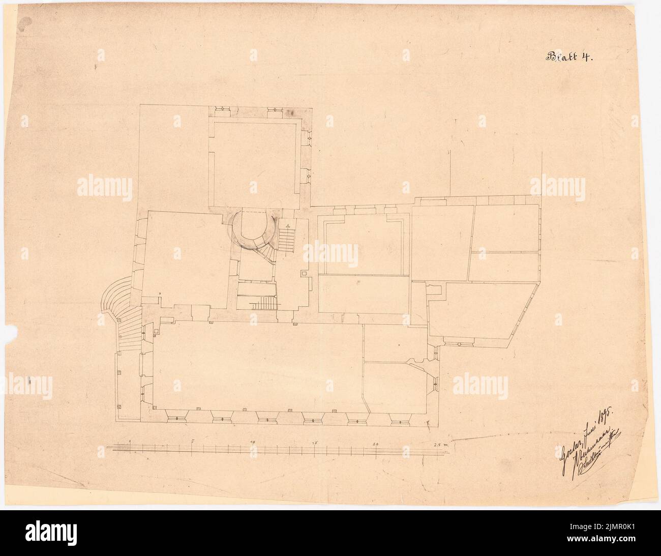 Lehmübner Paul (1855-1916), Rathaus in Goslar (06,1895): Grundriss Erdboden 1: 100. Leichter Bruch auf Papier, 41,1 x 53,3 cm (inklusive Scan-Kanten) Lehmstübner Paul (1855-1916): Rathaus, Goslar Stockfoto