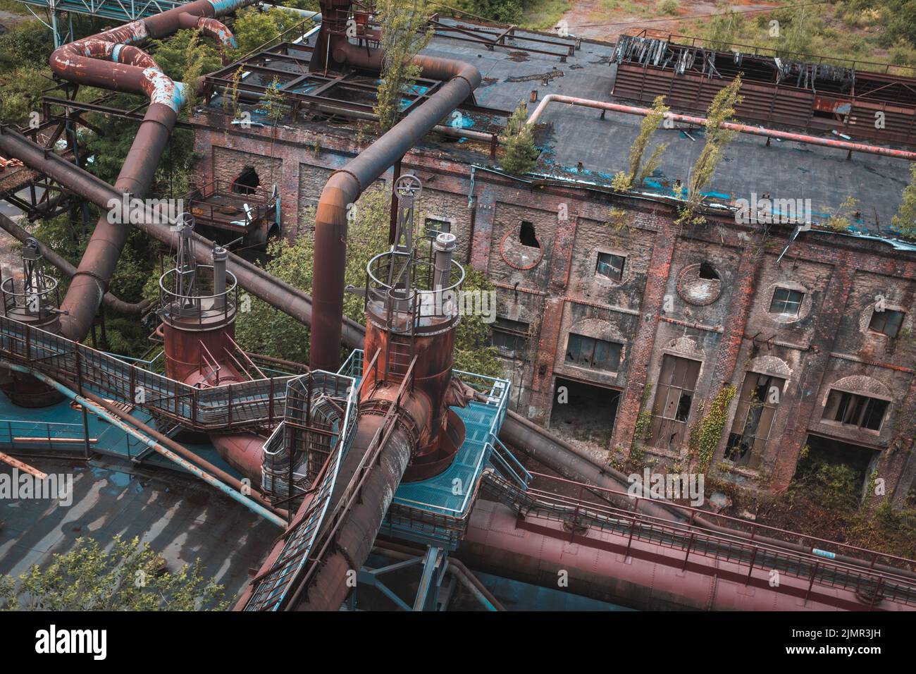 Landschaft aus dem Industriedenkmal der Voelklinge Ironworks UNESCO-Weltkulturerbe Stockfoto