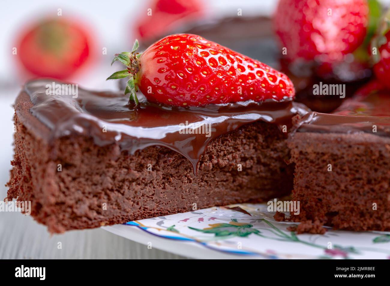 Ein Stück kalorienarmer Brownie-Dessert. Stockfoto