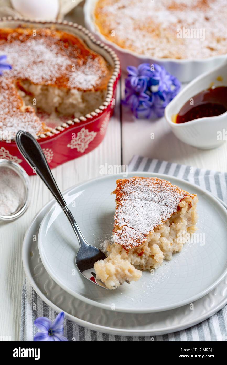 Traditioneller Reiskuchen. Italienische Küche. Stockfoto