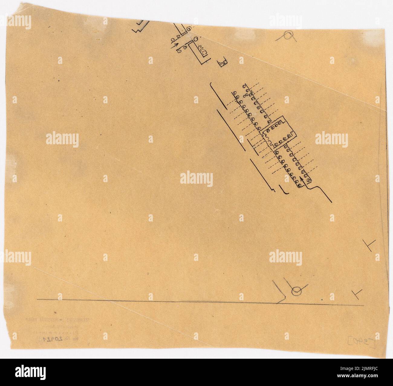 Jansen Hermann (1869-1945), Wettbewerb um die Entwicklung des inneren Rayon, Köln (1919-1919): Südlicher Abschnitt 1: 2500. Tusche und Bleistift auf Transparent, 26,2 x 28,7 cm (inklusive Scan-Kanten) Jansen Hermann (1869-1945): Wettbewerb zur Bebauung des Inneren Rayons, Köln Stockfoto