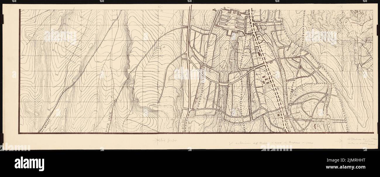 Jansen Hermann (1869-1945), Gesamtentwicklungsplan Ankara (06.05.1932): Unterer Teil 1: 4000. Bleistift über einem Bruch auf der Schachtel, 49,3 x 123,9 cm (inklusive Scankanten) Jansen Hermann (1869-1945): Gesamtbauungsplan Ankara Stockfoto