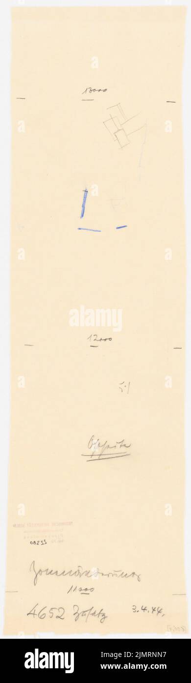 Jansen Hermann (1869-1945), Planung für Plowdiw (03.04.1944): Allgemeiner Erschließungsplan, Zonenänderungen 1: 5000. Buntstift und Bleistift auf transparent, 51,4 x 15,5 cm (inklusive Scankanten) Jansen Hermann (1869-1945): Planung für Plowdiw Stockfoto